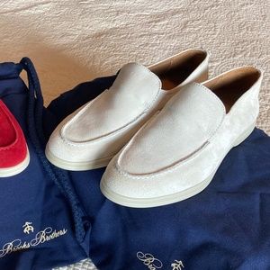 Brooks Brothers white suede slip-ons 8.5